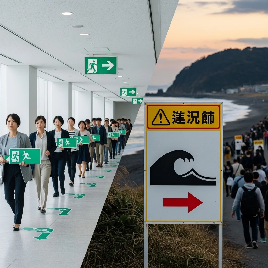 장소별 지진 대처 요령 & 쓰나미 경보 시 행동